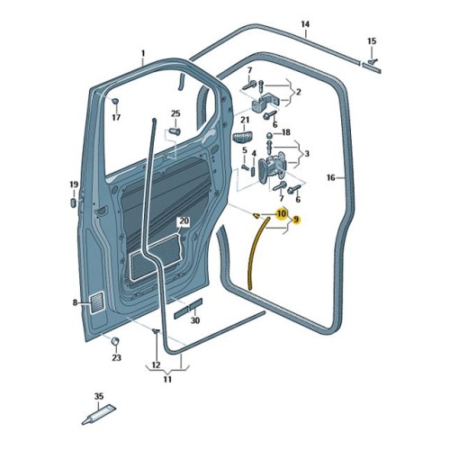 Deurrubber onderzijde Transporter T5/GP/T6